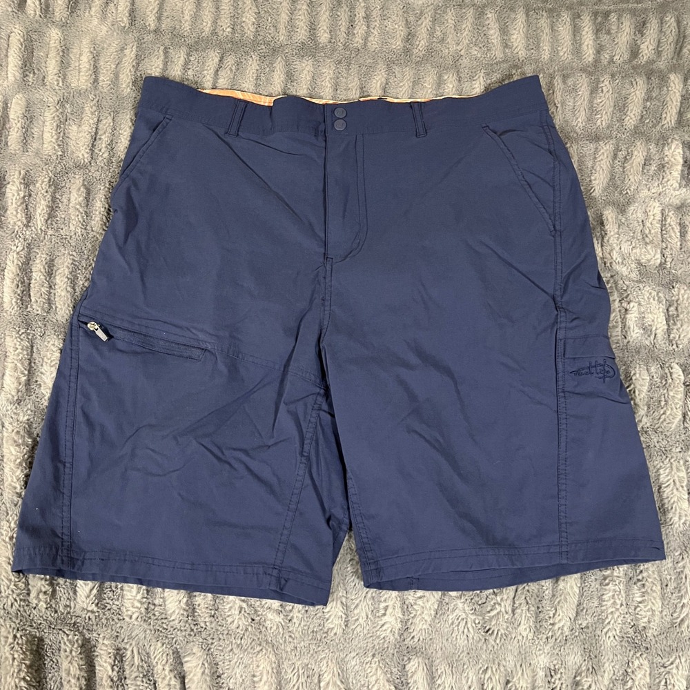 Reellife Cargo Shorts Men's XL Navy Blue Nylon Spandex Zip Pocket Outdoor